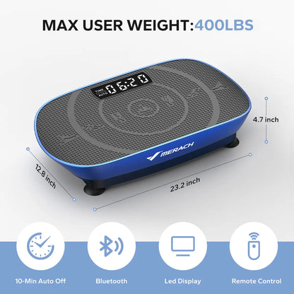 Merach Vibration Plate Exercise Machine with Lymphatic Drainage Feature Compact Design for Full Body Workout Max User Weight 400LBS Home Gym Equipment