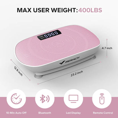 Merach Vibration Plate Exercise Machine with Lymphatic Drainage Feature Compact Design for Full Body Workout Max User Weight 400LBS Home Gym Equipment