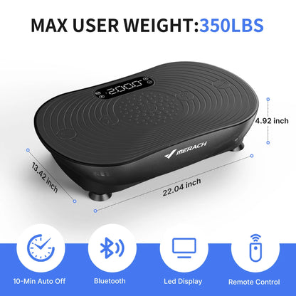 Merach Vibration Plate Exercise Machine with Lymphatic Drainage Feature Compact Design for Full Body Workout Max User Weight 400LBS Home Gym Equipment