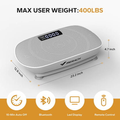 Merach Vibration Plate Exercise Machine with Lymphatic Drainage Feature Compact Design for Full Body Workout Max User Weight 400LBS Home Gym Equipment